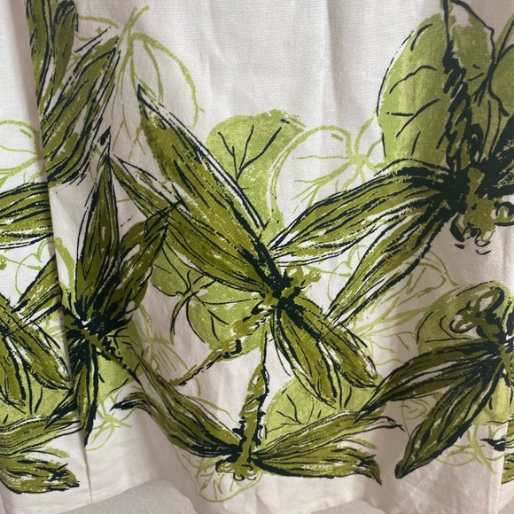 Talbots Size 8 White Green Linen Cotton Sleeveless Dragonfly Lined Dress Pockets - Picture 15 of 15